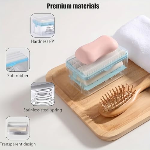 Image of Easy Cloth Plastic Washing Soap Roller Dispenser Case with Lid, Leakproof Laundry Soap Holder, Easy Press Soap Box, Durable Soap Saver for Clothes Washing, Home & Travel, Pack of 2