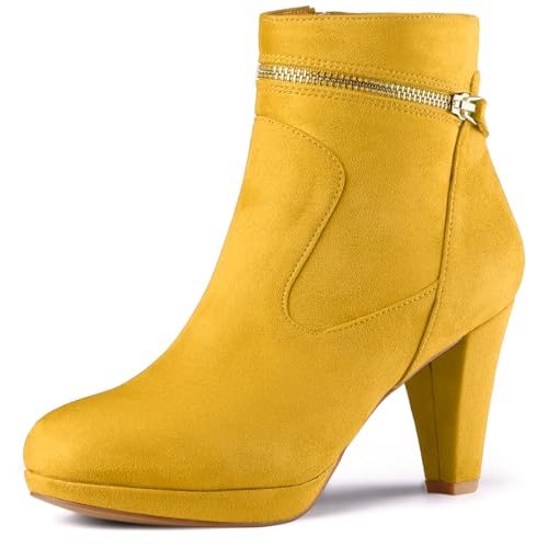 Allegra K Women's Round Toe Ankle Mid Heel Boots