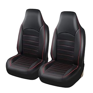 AUTOYOUTH Car Accessories Car Seat Covers Universal Front Pair Waterproof PU Leather Car Seat Covers for Cars & Supports & Airbag Compatible Auto Parts Car Seat Protector Car Seat Cushions, Red