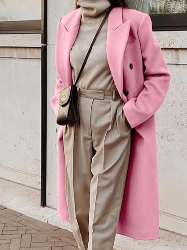 Image of IDEALSANXUN Womens Long Wool Coats Fall Winter Double Breasted Trench Coat Peacoat