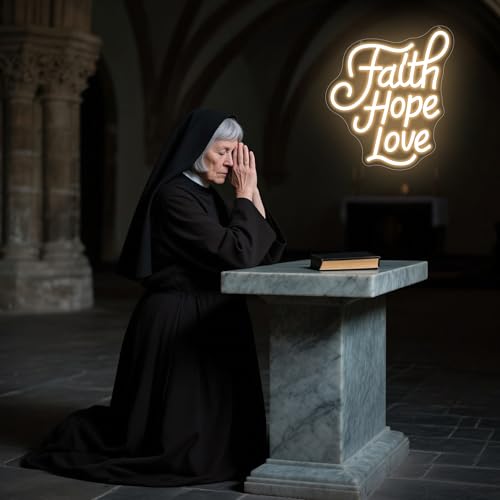 Image of Faith Hope Love Neon Sign for Wall Decor Faith Love LED Light for Man Cave | Dimmable led light, christian wedding, church prayer room wall decor, religious gift for jesus believers, size11.8*11.5 in
