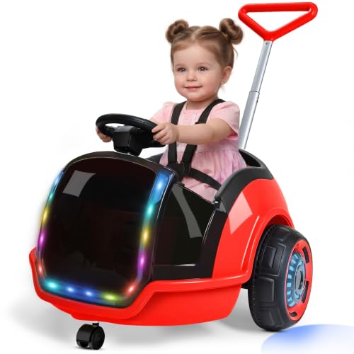 Image of ANPABO 3-in-1 Electric 12V Ride on Push Car for Kids 1.5-3, Red