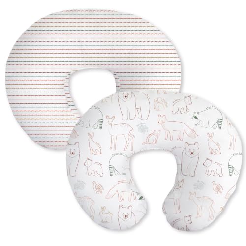Image of Little Grape Land Nursing Pillow Covers 2 Pack, Soft & Breathable Removable Breastfeeding Pillows Covers for Feeding Pillows, Nursing Pillow Slipcover for Baby Girls Boys, (Fun)