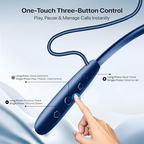 Image of TP TROOPS Wireless Bluetooth Neckband Earphones with 25H Playtime, Bluetooth v5.4, 10mm Bass Driver, Magnetic On /Off, IPX4, Dual Pairing, Voice Assistant, Type-C Fast Charging Bluetooth Neckband