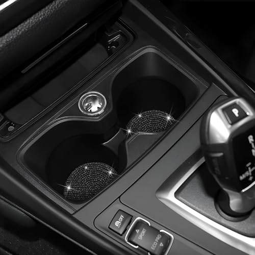 Posavasos para carro con diamantes 2 piezas negro miniatura 4