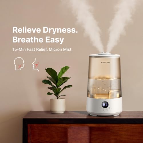 Homvana Top-Fill Cool Mist Humidifiers for Bedroom, Large Room(3.6L,Grey) - Image 2