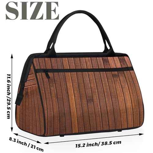 Overnight Weekender Bag for Women Men Modern Wood Brown Waterproof Carry On Travel Duffel Bags with Zipper Lightweight Sports Gym Bag Luggage Workout Handle Bags for Traveling Yoga Camping2