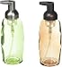 mDesign Glass Foaming Soap Dispenser Pump 2pc Bathroom Accessory Set - Green/Brushed, Sand/Bronze