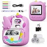 CAMCLID Kids Camera Instant Print, 2.4’‘ Instant Camera for Kids with 32G Card & Print Photo Paper, 1080P HD Video, Christmas Birthday Gifts for Boys Girls Age 3-12 (Purple)