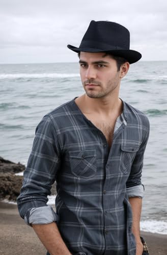 Image of 1920s Men Fedora Hat Cap for Men,Manhattan Hat for 1920s Mens Gatsby Costume Accessories