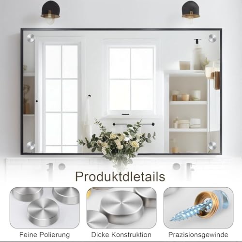 Diffaxy 12 Sätze Spiegelschrauben, zierschrauben 16mm spiegelschrauben edelstahl mit Unterlegscheiben, Zierschrauben Silber für Tische, Badezimmerplatten,Glas, Spiegel Holz Dekoration