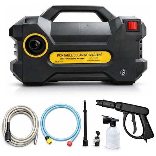 Image of BTAG High Pressure Washer 1700 Watts - 110 Bar Power, Pressure Flow, Long Hose - Portable Water Jet Cleaner for Car, Bike, Home & Garden Cleaning. Pack of 1