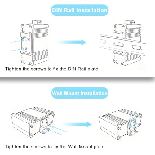 Image of Industrial 2 Ports PoE SC Gigabit Fiber Media Converter, 48-57V DC Input PoE90W, 1 SC and 2 RJ45 IEEE802.3af /at, SC Fiber Single Mode, Dual Fiber, 1310nm, 20km