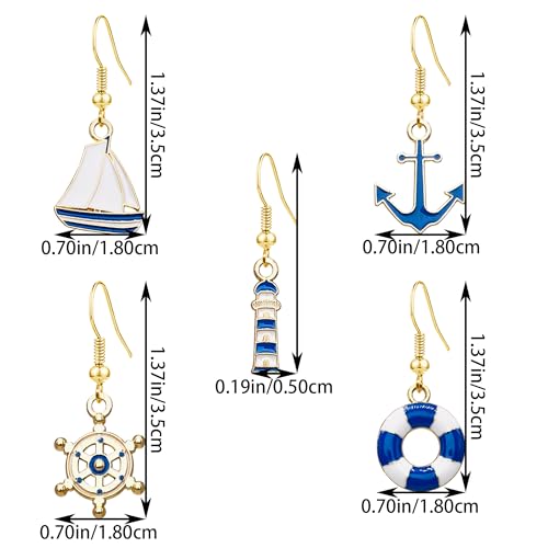 QUPENGXU Nautical Marine Anchor Dangle Earrings for Women Statement Cubic Zirconia Drop Earrings Beach Gifts for Women2