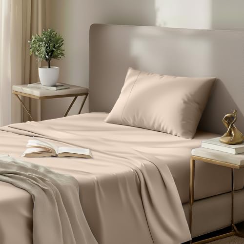 Image of Utopia Bedding Bed Sheet Set - 3 Piece Twin Bedding - Soft Brushed Microfiber Fabric - Wrinkle, Shrinkage & Fade Resistant - Easy Care (Twin, Beige)