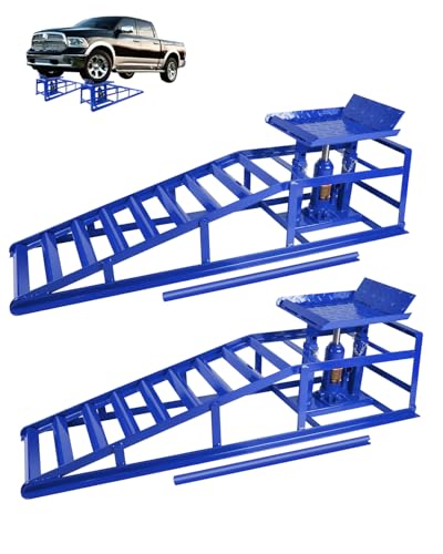Heavy-Duty Hydraulic Car Ramps 5T Capacity - Adjustable 9.3-14 Inch Height for Cars, SUVs, and Light Trucks