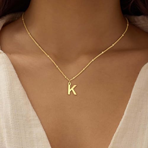 Initial Necklaces for Women Girls, Dainty 18K Gold Plated Letter Initial Necklace Teen Girl Gifts Trendy Stuff Non Tarnish Name Necklace Personalized Gifts for Women Girls Gold Jewelry4