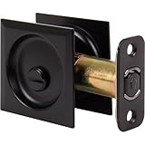 Stone Harbor Hardware Contemporary Square Pocket Door Lock, Privacy Function, 2-3/8' Backset, Matte Black