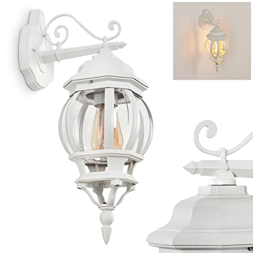 Lampada da parete in alluminio vetro nero verde IP44 giardino balcone H:54 cm E27 casa di campagna rustico esterno lanterna da parete esterno BREST
