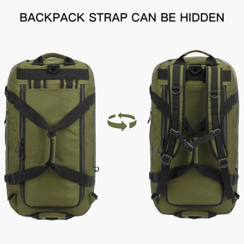 Image of TUGUAN 100L Extra Large Travel Duffle Bag Backpack for Men, 3 in 1 Sports Duffel Bags W /Adjustable Shoulder Strap & Dividers Gym Equipment /Gear Weekend Overnight Bag for Trip Camping Hiking, XL Green