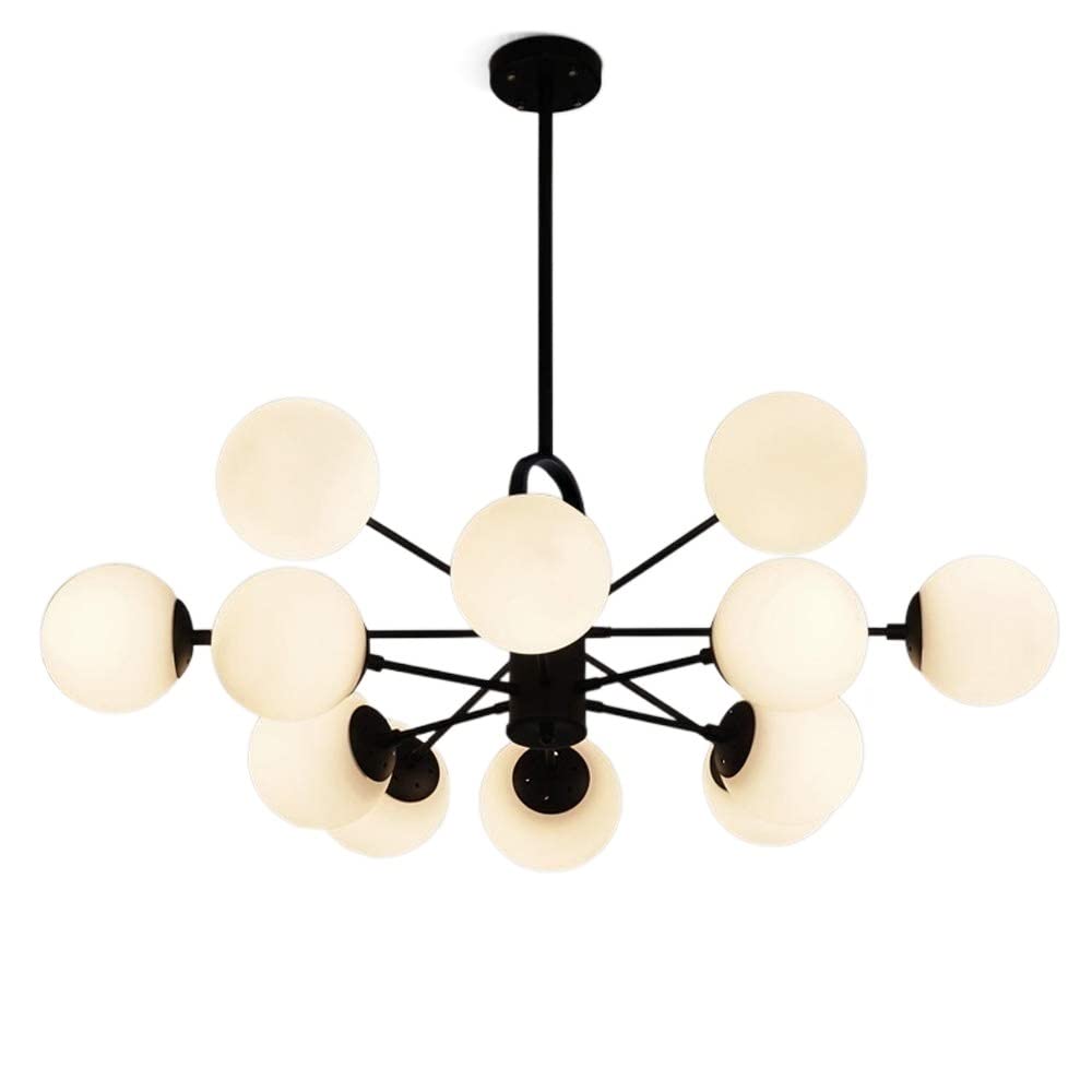 Abinlina E27 Chandelier 6/8/12-Lights Glass Ball Pendant Light for Living Room, Bedroom, Restaurant - Stylish Home Villa Decoration(12 Lights)