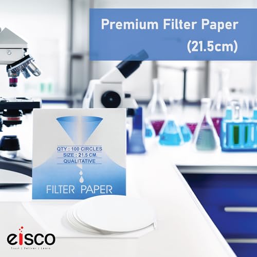 Image of EISCO Pack of 100 Premium Qualitative Filter Paper - 21.5cm, 8-10 Micron, High-Purity Lab Paper for Chemistry, Liquid Filtration, Science Experiments, Research, Classroom & STEM Activities