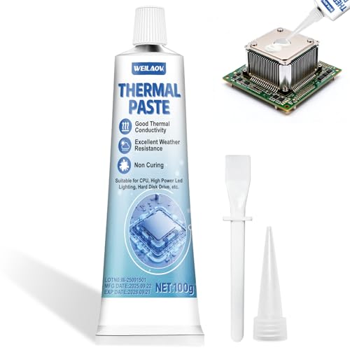 WEILAOK Pasta Termica Procesador, Pasta Termica PC, Thermal Paste, Excelente Conductividad Térmica, Pasta Térmica de Alto Rendimiento Apta para CPU, Consolas de Videojuegos, Tarjetas Gráficas, 100 ML