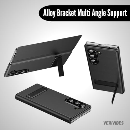 Image of Magnetic Flip Case Compatible with Samsung Galaxy Z Fold 6 (2025) | Premium Leather Finish | Multi-Angle Stand | Full Body & Hinge Protection | Slim Luxury Business Cover - Black
