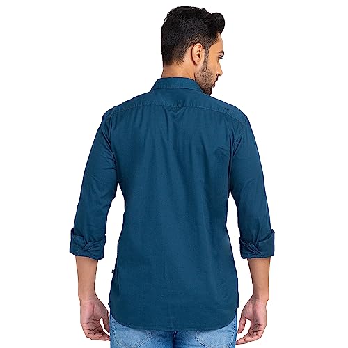 Image of Parx Men's Pure Cotton Solid Pattern Slim Fit Semi Cutaway Collar Full Sleeve Casual Shirt