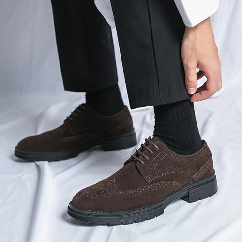 Men's Suede Lace Up Wingtip Oxford Shoes Classic Brogues Business Dress Shoes Fashion Comfortable Platform Derby Formal Shoes3