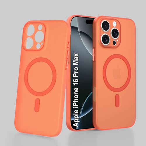 Image of ZAP CASE Paper Thin Case for iPhone 16 Pro Max | Ultra-Slim 0.5 mm Back Cover | Metal Buttons | Lightweight | Matte Finish | Anti-Fingerprint | Scratch Resistant | Camera Protection | Magsafe | Orange