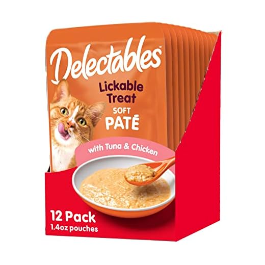 Hartz Delectables Soft Pate Lickable Wet Cat Treats,Tuna & Chicken, 1.4 Ounce (Pack of 12)