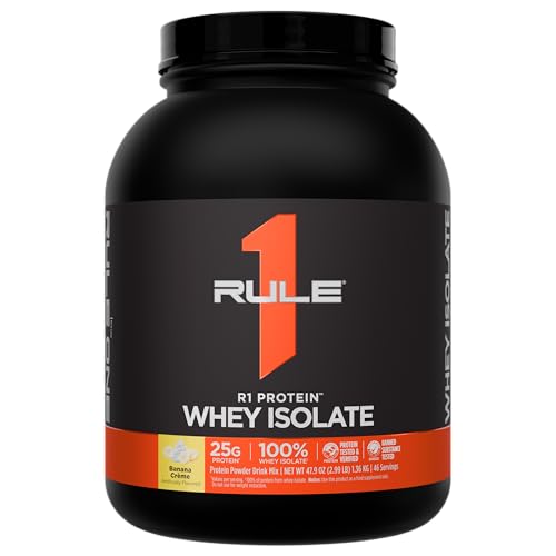 Image of Rule 1 Proteins R1 Protein Whey Isolate, Banana Creme, 46 Servings | 25g of Protein from Whey Isolates and Hydrolysate isolates for Workout Recovery and anytime use