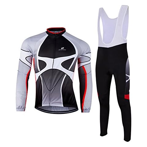 Zero Bike® Men's Autumn Cycling Jersey long sleeve shirt Breathable Cycling Long Sleeve Jersey Cycling Jersey with Bib Pant, Type 1, M Cover