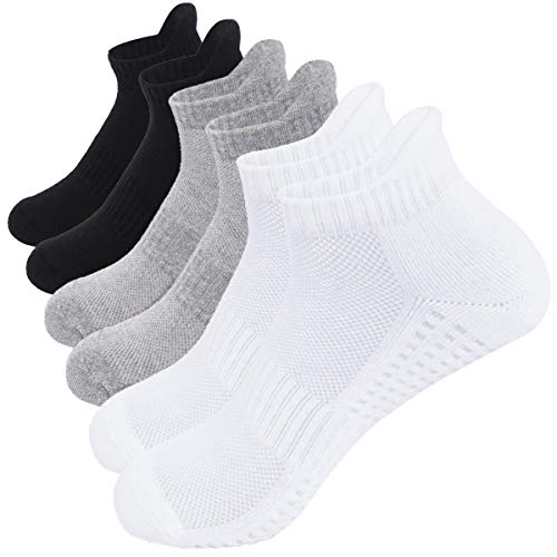 Augola, calcetines deportivos acolchados, de algodón, para hombre y mujer Negro+blanco+gris(hombres) Talla única