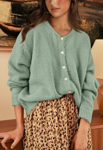 Image of PRETTYGARDEN Long Sleeve Crewneck Button Down Womens Sweaters Fall Open Front Chunky Cardigan Sweaters for Women 2026