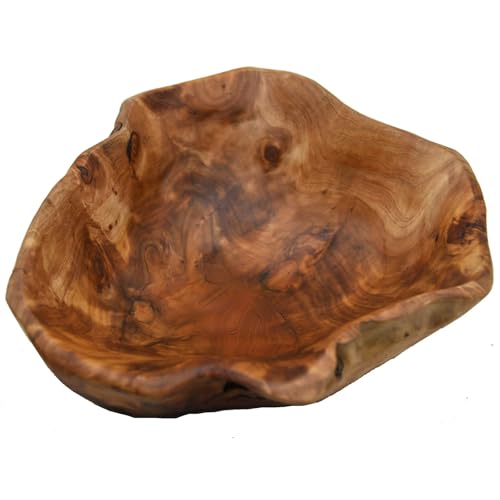 JFFLYIT Creative Wood Bowl Root Carved Bowl Handmade Natural Real Wood Candy Serving Bowl (12'-14')