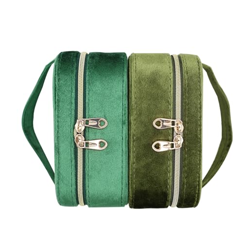 Cuifdem Jewelry Travel Case, Small Jewelry Box With Mirror, Velvet Travel Jewelry Boxes for Women, Necklace Ring Earring Organizer Box for Travel Vacation(Olive Green) - image 4