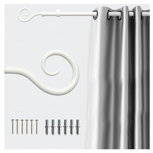 gbHome Gh-6805 W Exquis Allure Tringle à Rideau, 122–213 cm, Blanc, Tige DE 1.6 cm de diamètre, Tige de Canne à pêche en métal Cafe de la fenêtre Draperie Tige