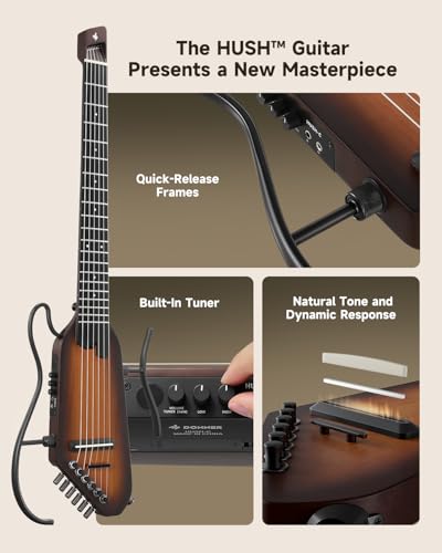 Donner HUSH C Nylon-String Acoustic Electric Travel Guitar (Sunburst) - image 9
