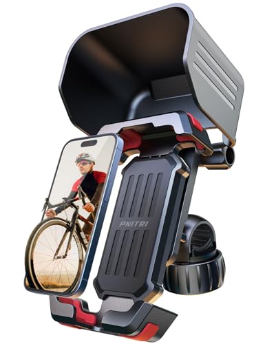 Image of Pnitri Bike Phone Holder, [ Avoid Glare] Handlebar Phone Mount for Motorcycle Ebike Scooter, [ Super Easy Install] Phone Mount for iPhone Samsung 4.7 inch to 7.2 inch Smartphone