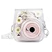 Berfea Custodia protettiva in cristallo compatibile con Fujifilm Instax Mini 11/Mini 9/Mini 8 Instant Camera Portatile Cover Tracolla Regolabile (Cristallo+Margherita)