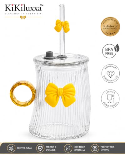 Image of KiKiluxxa Premium Sipper Mug with Lid and Straw| Cute Straw Juice Tumbler Milk Cups| Stylish Reusable Drinking Galss for Women Girls Kids (Arctic Sky Blue)