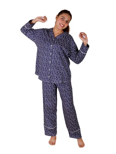 Image of The Mom Store Pajama Set for Women | Soft Cotton Breathable Nightwear for Comfortable Sleep | Stylish Elegant Sleep Suit & Lounge Wear for Womens | Everyday Nightsuit | Shirt Pyjama Set for Women