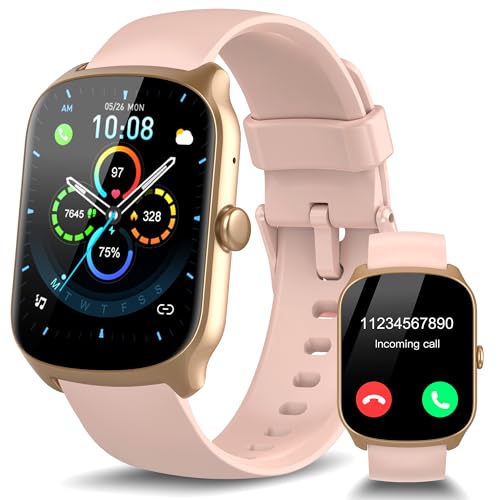 STECEi Smartwatch Herren Damen, 1.95' Fitnessuhr mit Telefonfunktion, Smart Watch 110+ Sportmodi, IP68 Wasserdicht, Fitness Tracker mit Schrittzähler, Schlafmonitor und Pulsmesser, Roségold