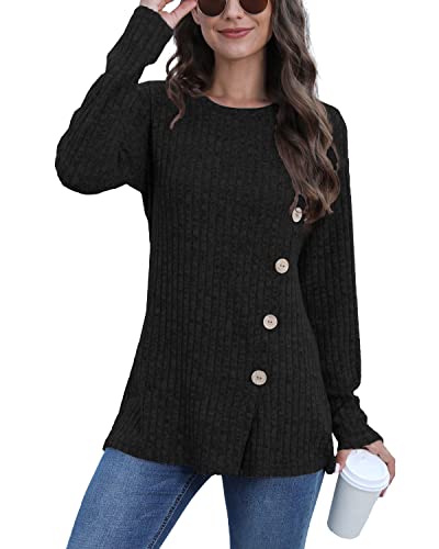 Image of JomeDesign Long Sleeve Shirts for Women Crew Neck Lightweight Sweater Loose Casual Tunic Tops