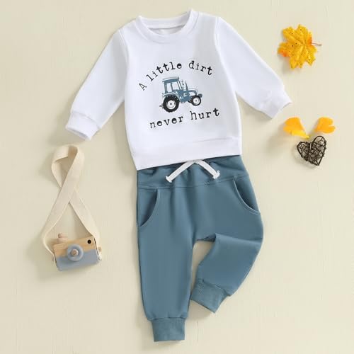 Toddler Baby Boy Clothes Crewneck Sweatshirt Long Sleeve Letter Print Shirt with Pants Cute Fall Winter Outfits3