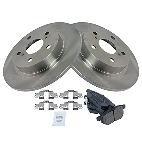 Image of TRQ Rear Brake Pad and Rotor Set Semi Metallic Solid Rotors