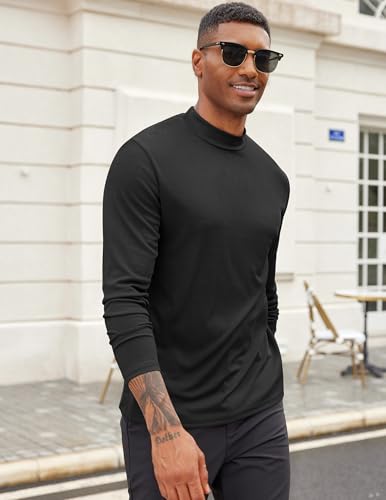 COOFANDY Men's Mock Turtleneck Long Sleeve Shirts Slim Fit Basic T-Shirt Lightweight Ribbed Pullover Sweater2