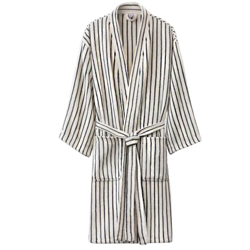 Cotton Terry Stripe Bathrobe For Women And Men,Luxury Kimono Soft Terry Cloth Robe,Comfortable Loungewear Nightwear3